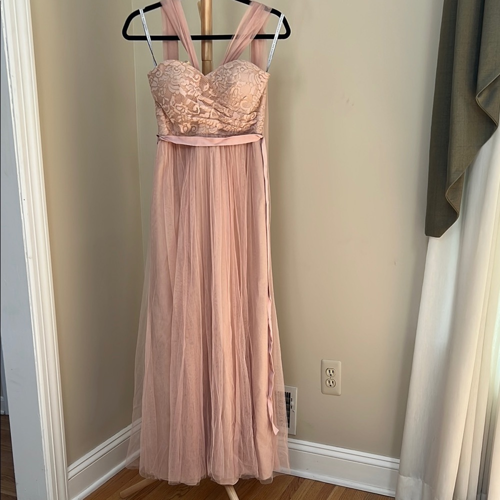 BHLDN Jenny Yoo Juliette Gown Pink Aline 6 way convertible Bridesmaid Dress 0